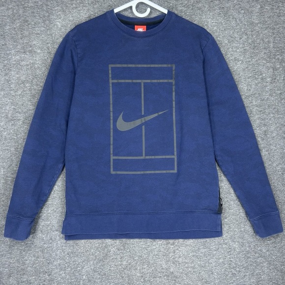 Nike Other - Nike Court Sweatshirt Mens M Blue Fleece Crewneck Pullover Tennis 715242